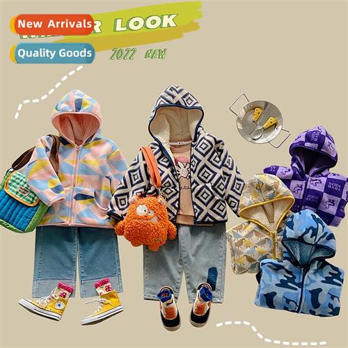 2022 childrens padded thickened jacket plush plush fall and