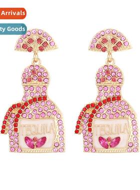 New diamd fashi nd wine bottle earrings persalized high-leve