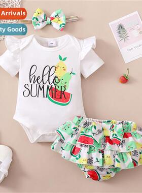 Girls childrens spring  fall  2022 new n lem print short-sle