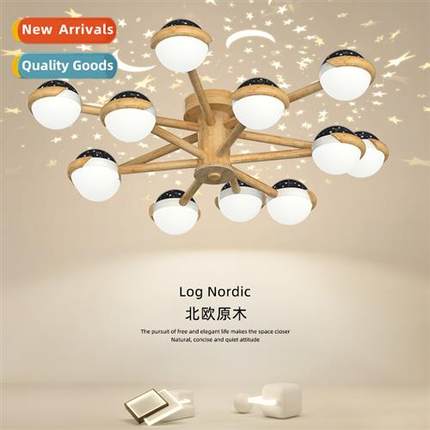 Log living room lamp ceiling light 2022 new atmosphere full