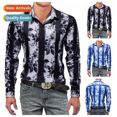 2022 New Business Mens Lg Sleeve Shirt Mens Draped Vertical