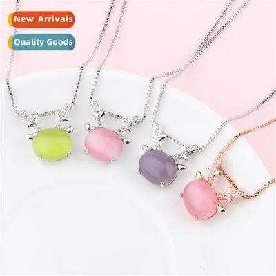 n silver-plated hibiscus ste antler pendant rose gold pink c