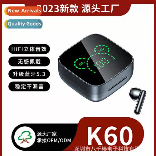 New bluetooth headset K60 mirror digal display mini half in-