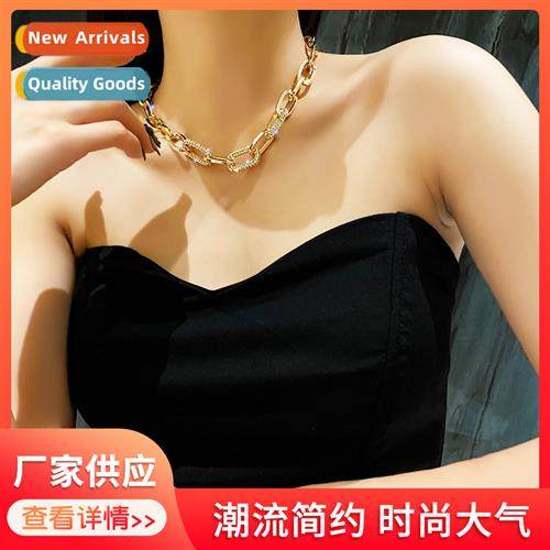 Metal Chain Chunky Necklace Womens Collarbe Chain Lace  Lips