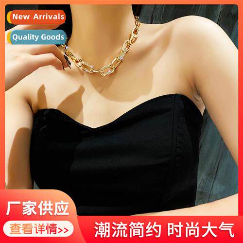 Metal Chain Chunky Necklace Womens Collarbe Chain Lace  Lips