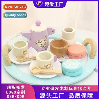 Wooden rabb tea set simulati afterno tea cfee machine teapot