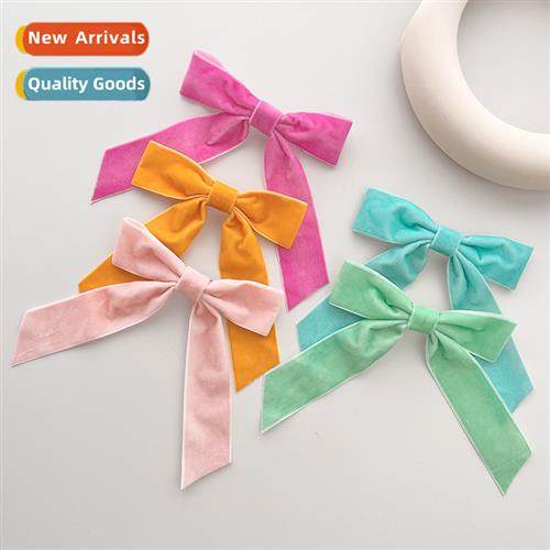 Japan and South Korea system velvet bow ribb hair clips girl
