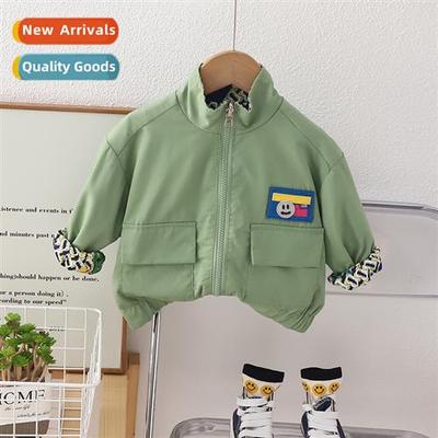 Boys reversible jacket 2023 new fall secti childrens spring