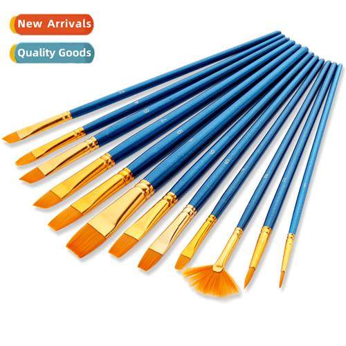 12pcs pearlescent blue rod nyl  watercolor brushes wh fish f