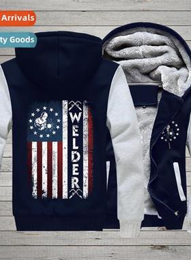 Welder fall  winter letters collarless zipper side seam pock