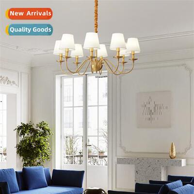 All copper chelier American simple retro living room light b