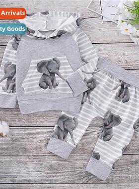 Girls spring  fall  2019 new n lg-sleeved elephant print hoo