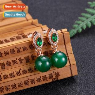 earrings female temperament Retro green style diamd ethnic