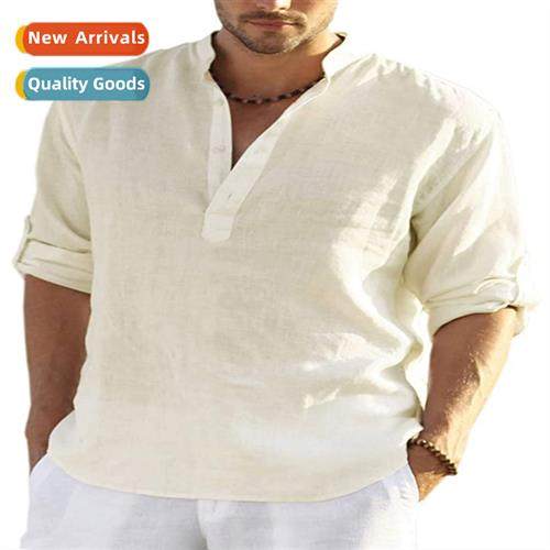 Casual mens loose shirt shirt mens tide st-up collar cott li