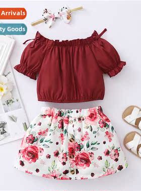 Girls childrens spring  fall  2022 new n e-shoulder short-sl