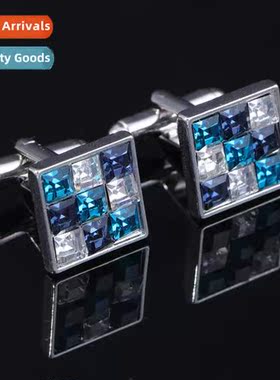 New square colored diamd zircia cufflinks fashi mens shirt F
