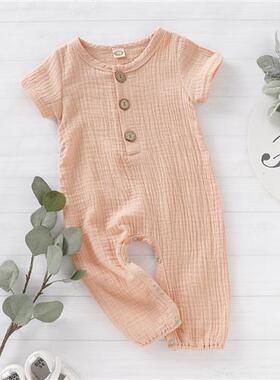 Summer 2019  baby girl solid color round neck short sleeve b