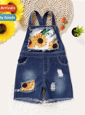 Girls spring  fall  2020 new n sleeveless sunflower print ho