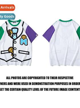 Japanese tide ape head small mkey carto vest color blocking