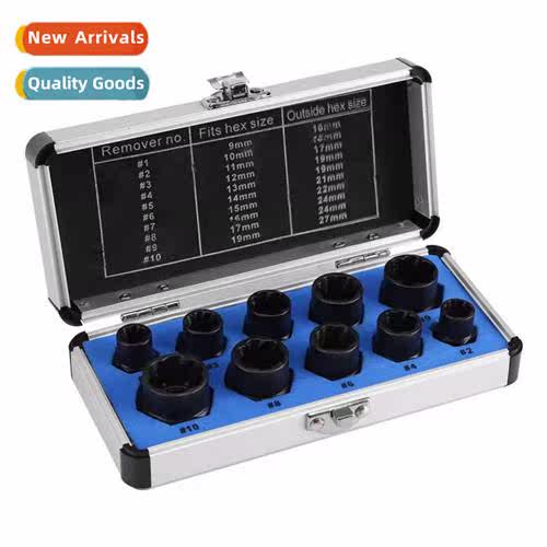 Tall 10- set Broken Nut Bolt Remover Socket Hex Nut Removal