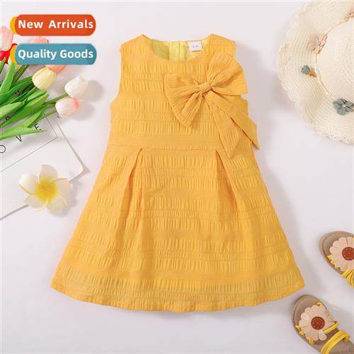 Girls Spring  Autumn 2023 new n sleeveless solid color middl