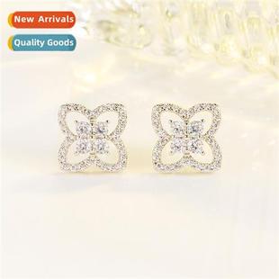 zircia earrings court clover leaf four set micro style new