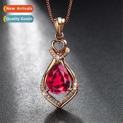 n new teardrop-shaped pige blood red red pendant 18K gold ro