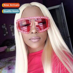 5719 fashi large frame sunglasses female 2021 new inlaid pea