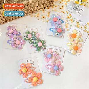 2022 new cute flowers bb clip 2 sets  girls sweet temperamen