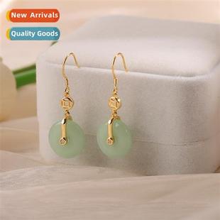 buckle field jade Chinese female peace earrings 2022 style