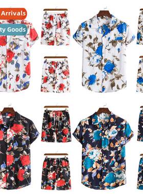 2022 Hawaii Collecti Beach Style Su Collar Printed Short Sle