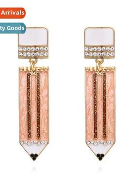 New creative color smearing diamd earrings retro asymmetric