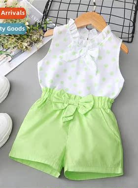 Girls Spring  Autumn 2023 new n polka dot print sleeveless t