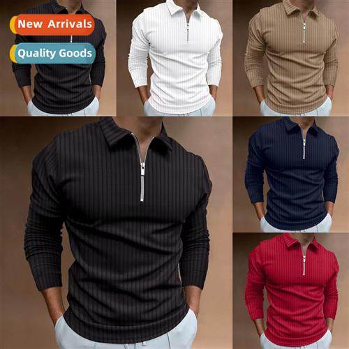 2022 Autumn  winter new mens casual f striped polo shirt fas
