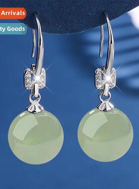 High imati Hetian jade earrings female zirc green lapis lazu