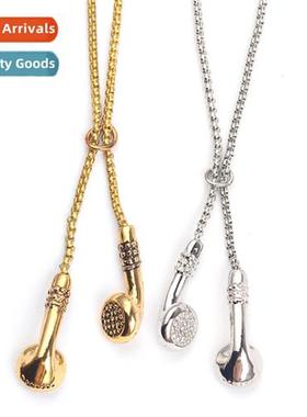 Necklace hip hop fashi music headphes earbuds pendant metal