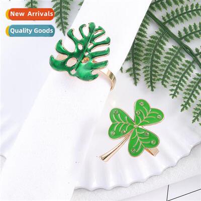 New Irish Shamrock Napkin Rings Botanical Napkin Rings Metal