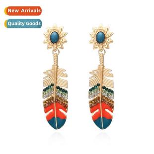 oil drop retro style colorf earrings alloy fear Ethnic diamd