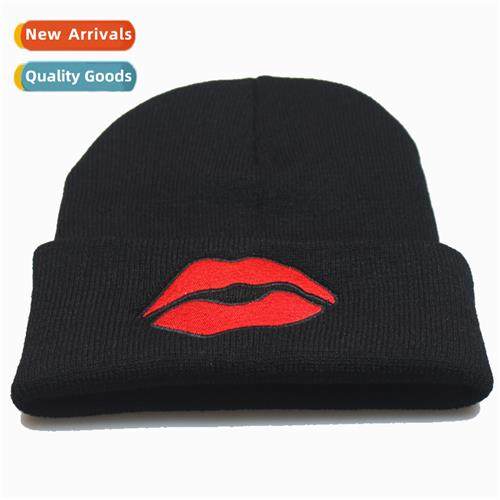 2019  in embroidery fall  winter sexy lips LIPS female knted
