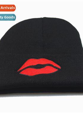 2019  in embroidery fall  winter sexy lips LIPS female knted
