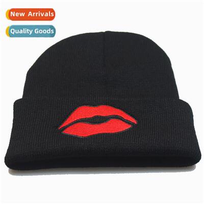 2019  in embroidery fall  winter sexy lips LIPS female knted