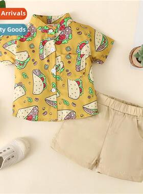 Boys spring  autumn  2022 new n short-sleeved printed small