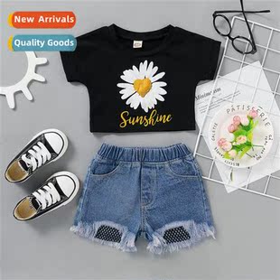 2020 new print spring sunflower fall sleeved Girls short