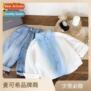 Childrens fall shirts boys lg-sleeved shirt 2023 spring  fal