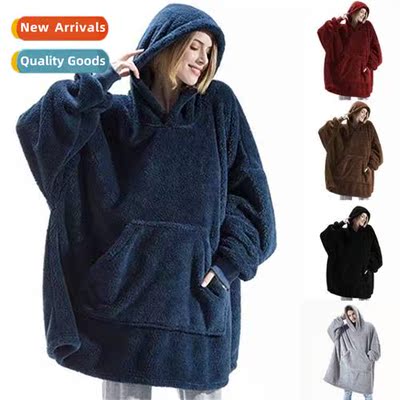 Autumn  winter comfortable loose double-sided velvet hoodie