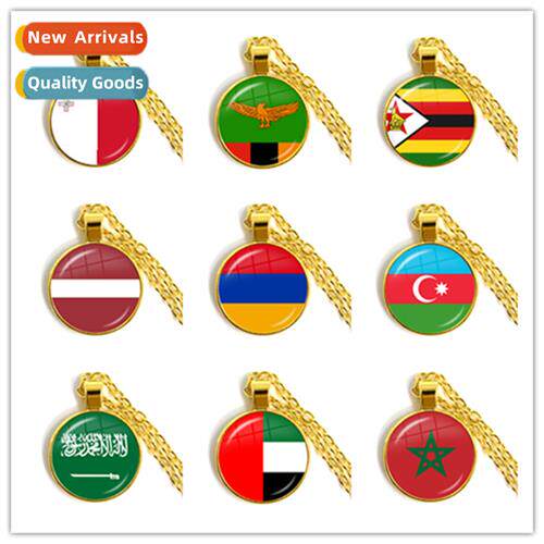 Latvia Armenia and or flags Time Gemste Pendant Top Chain