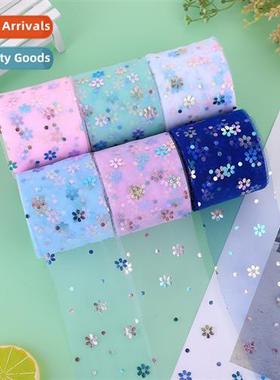 6/ 8/10 cm 25 yards colorful small plum flower hot gold mesh