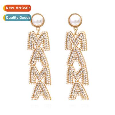 New temperament diamd earrings pearl persalized letters earr