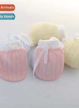 Baby physical anti-scratch mesh cott gloves summer thin sect