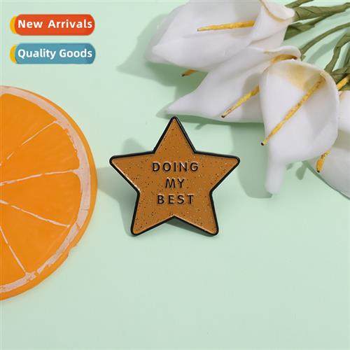 Cute star-shaped metal brooch creative letters DING MY BEST